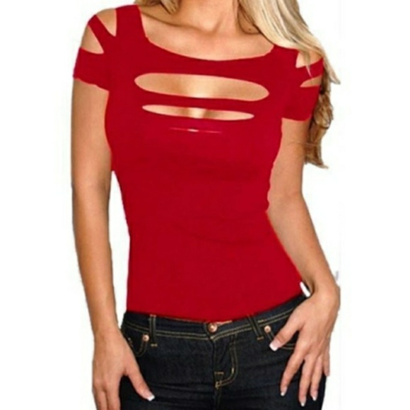 Tops - Cute, sexy red ripped Tee